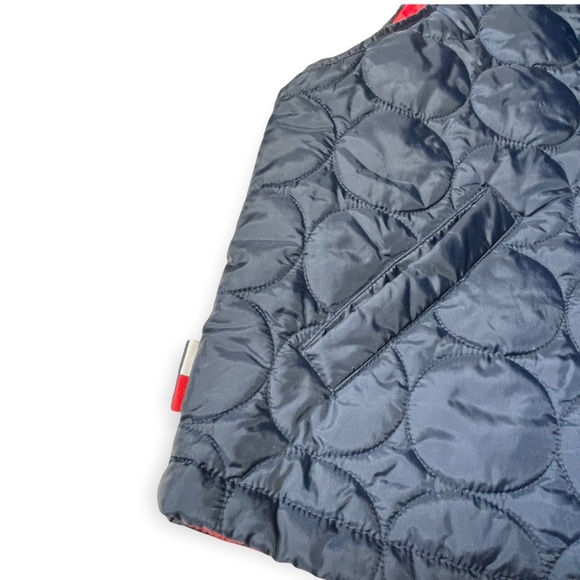 Vintage Tommy Hilfiger Light Weight Hooded Puffer Vest Navy Red Circle Pattern - Picture 3 of 14